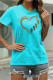 Light Blue Fashion Casual Print Basic O Neck T-Shirts