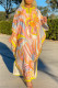 Yellow Fashion Casual Print Patchwork O Neck Long Dress
