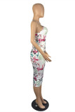 Multicolor Fashion Sexy Print Backless Cross Straps Spaghetti Strap Sleeveless Dress