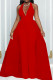Red Fashion Casual Solid Patchwork Backless Halter Skinny Jumpsuits