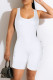 White Casual Sportswear Solid Basic O Neck Skinny Romper