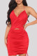Red Fashion Sexy Solid Bandage Backless V Neck Sling Dress