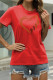 Red Fashion Casual Print Basic O Neck T-Shirts