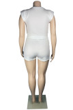 Deep Blue Fashion Casual Basic O Neck Sleeveless Two Pieces