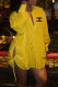 Yellow Fashion Sexy Print Draw String Turndown Collar Shirt Dress Dresses