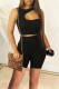 Black Fashion Sexy Casual Solid Hollowed Out O Neck Sleeveless Two Pieces