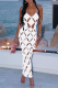 White Sexy Solid Hollowed Out Spaghetti Strap Pencil Skirt Dresses