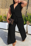 White Fashion Casual Solid Patchwork V Neck Sleeveless Two Pieces