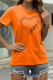 Orange Fashion Casual Print Basic O Neck T-Shirts