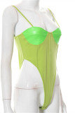 Green Fashion Sexy Solid Patchwork Backless Spaghetti Strap Sleeveless Two Pieces
