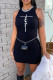 Black Casual Print Patchwork O Neck Vest Dress Dresses
