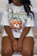 White Fashion Casual Print Basic O Neck T-Shirts