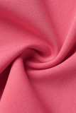 Pink Fashion Casual Solid Basic Zipper Collar Short Sleeve Two Pieces
