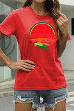 Deep Blue Fashion Casual Print Basic O Neck T-Shirts