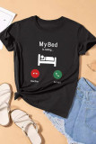 Black Fashion Casual Print Basic O Neck T-Shirts