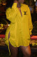 Yellow Fashion Sexy Print Draw String Turndown Collar Shirt Dress Dresses