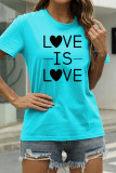 Deep Blue Fashion Casual Letter Print Basic O Neck T-Shirts
