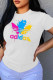 White Fashion Casual Print Letter O Neck T-Shirts