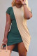 Green Fashion Casual Solid Patchwork O Neck Short Sleeve Dress