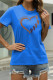 Deep Blue Fashion Casual Print Basic O Neck T-Shirts