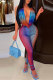 Colour Fashion Sexy Print Backless Halter Skinny Jumpsuits