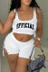 White Fashion Casual Letter Print Bandage U Neck Sleeveless Two Pieces