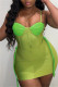 Green Fashion Sexy Solid Patchwork Backless Spaghetti Strap Sleeveless Two Pieces