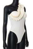 Apricot Fashion Sexy Solid Patchwork Backless Swimwears