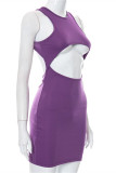 Black Fashion Sexy Solid Hollowed Out O Neck Sleeveless Dress