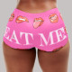 Pink Fashion Casual Letter Lips Printed Basic Skinny High Waist Shorts