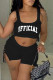 Black Fashion Casual Letter Print Bandage U Neck Sleeveless Two Pieces