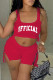 Red Fashion Casual Letter Print Bandage U Neck Sleeveless Two Pieces