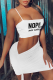 White Sexy Print Patchwork Spaghetti Strap Sleeveless Two Pieces