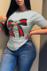 Grey Fashion Street Print Patchwork O Neck T-Shirts