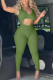 Green Fashion Casual Solid Hollowed Out V Neck Skinny Jumpsuits
