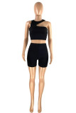 Grey Fashion Sexy Casual Solid Hollowed Out O Neck Sleeveless Two Pieces