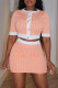 Orange Fashion Casual Print Patchwork O Neck Short Sleeve Two Pieces