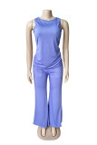 Red Fashion Casual Solid Patchwork O Neck Sleeveless Two Pieces