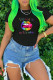 Black Fashion Casual Letter Lips Printed Basic O Neck T-Shirts