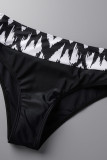 Red Fashion Sexy Print Bandage Patchwork Backless Swimwears (With Paddings)
