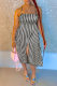 Black Fashion Sexy Print Patchwork Backless Slit Square Collar Sling Dress Dresses