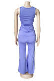 Red Fashion Casual Solid Patchwork O Neck Sleeveless Two Pieces