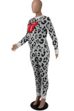 Multicolor Fashion Casual Lips Printed Basic O Neck Long Sleeve Two Pieces