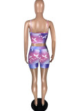 Green Sexy Casual Print Backless Spaghetti Strap Sleeveless Two Pieces