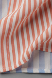 Colour Casual Striped Patchwork Turndown Collar Shirt Dress Dresses