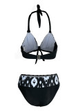 Red Fashion Sexy Print Bandage Patchwork Backless Swimwears (With Paddings)