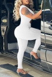 Grey Sexy Solid Hollowed Out Patchwork V Neck Skinny Jumpsuits