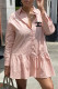 Pink Fashion Casual Print Patchwork Turndown Collar Shirt Dress Dresses