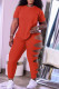 Tangerine Red Sexy Solid Hollowed Out Patchwork O Neck Short Sleeve Two Pieces