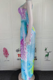 Multicolor Sexy Casual Print Tie Dye Backless Spaghetti Strap Regular Jumpsuits
